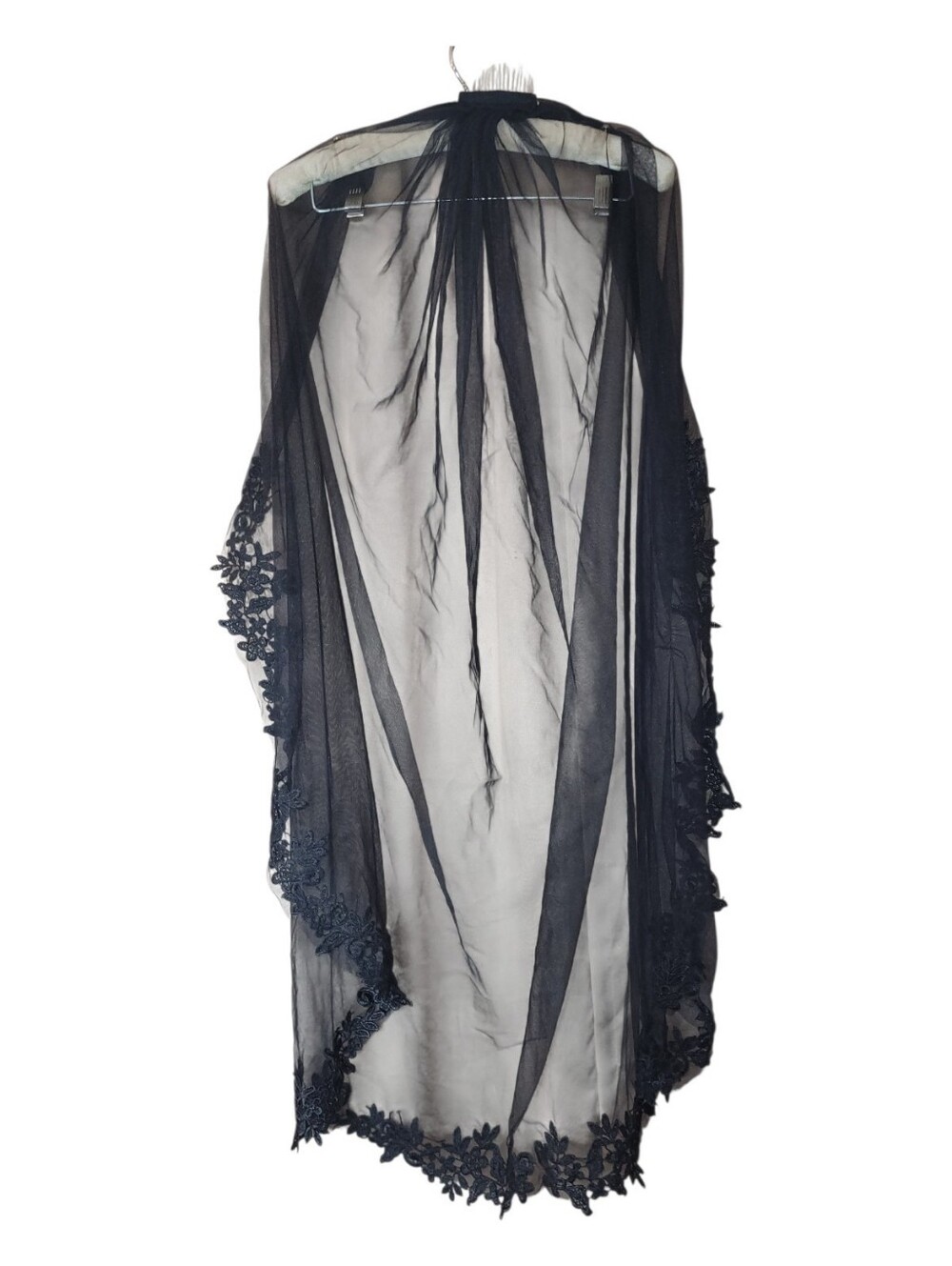 Black Sheer Goth Whimsigoth Veil Lace Edging Halloween